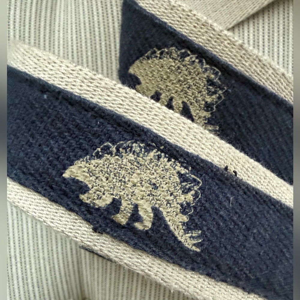 Gap Boys Blue & Cream Dinosaur Belt w/Brass Buckle adjustable sz 2-5 year old - Picture 2 of 7